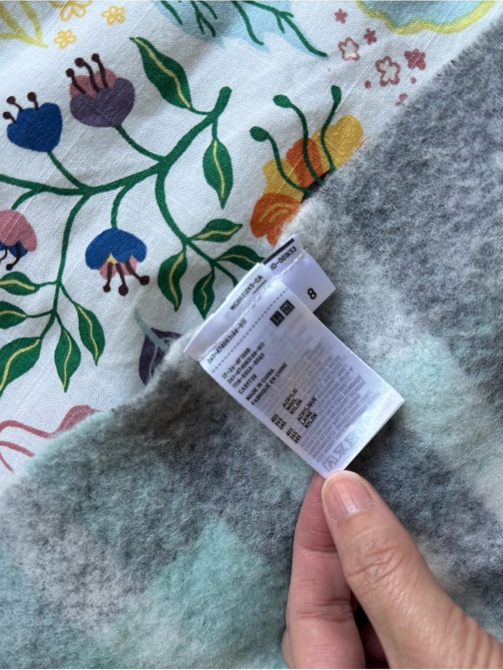 Uniqlo Floral Print Scarf with Heather Gray and Mint Accents